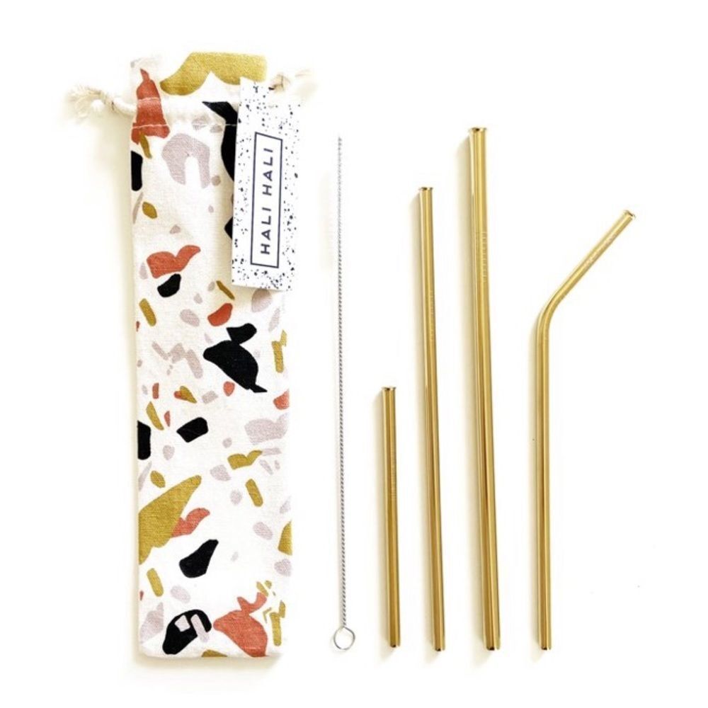 NWT HaliHali Reusable Straw Set & Holder